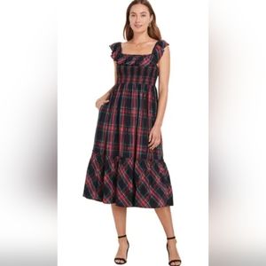 Vineyard Vines Plaid Ruffle Midi Dress